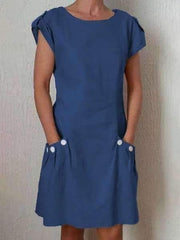 Pure Round neck Shift Dresses