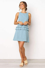 Pure Falbala Sleeveless Shift Dresses