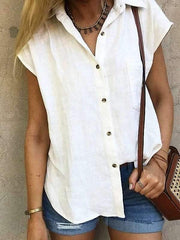 Fashion Pure Lapel Short sleeve Blouses