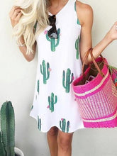 Fashion Floral Round neck Vest Shift Dresses