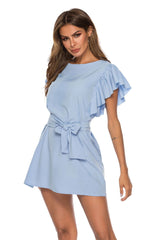 Fashion Falbala Sleeveless Lacing Skater Dresses