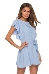 Fashion Falbala Sleeveless Lacing Skater Dresses