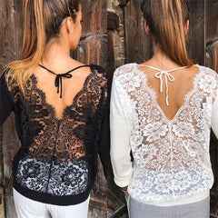 Fashion Cutout Backless Long sleeve T-Shirts