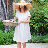 Loose Pure Short sleeve Shift Dresses
