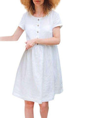 Loose Pure Short sleeve Shift Dresses