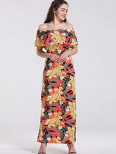 Off shoulder Floral Falbala Maxi Dresses