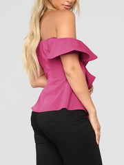 Women Sexy Chic One off shoulder plain blouses