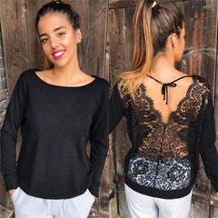 Fashion Cutout Backless Long sleeve T-Shirts