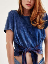 Round neck Lacing Short sleeve T-Shirts