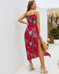 Vest Floral V neck Maxi Dresses