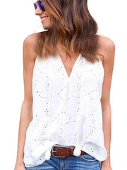 Casual Sleeveless V neck Vest T-Shirts