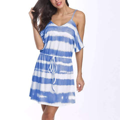 Loose Sexy Stripe Floral Vest Shift Dresses