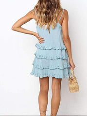 Fashion Pure Falbala Vest Shift Dresses