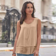 Round neck Sleeveless Chiffon T-Shirts