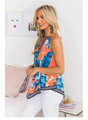 Casual Floral V neck Vest T-Shirts