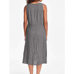 Pure Round neck Sleeveless Irregular Maxi Dresses