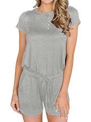 Casual Short sleeve Lacing Jumpsuits