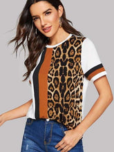 Women Gored Leopard print Short sleeve T-Shirts