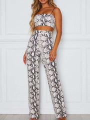 Casual Loose Serpentine Print Pants