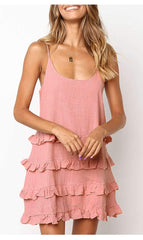 Fashion Pure Falbala Vest Shift Dresses