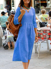 Casual V neck Diablement fort Maxi Dresses