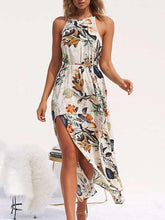 Fashion Print Halt Sleeveless Skater Dresses