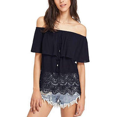 Off shoulder Gored Lace T-Shirts