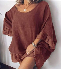 Casual Pure Falbala Plus T-Shirts