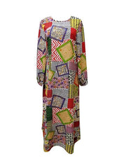 Bohemia Floral printed long sleeve round neck maxi dresses