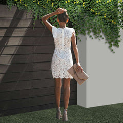 Sexy Lace Sleeveless Hollow Out Shift Dresses