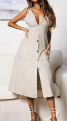Sexy Stripe Falbala Vest Skater Dresses
