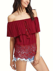 Off shoulder Gored Lace T-Shirts