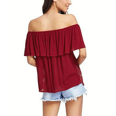 Off shoulder Gored Lace T-Shirts