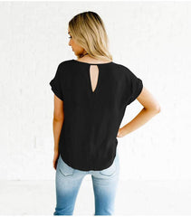 Fashion Drape V neck Short sleeve T-Shirts