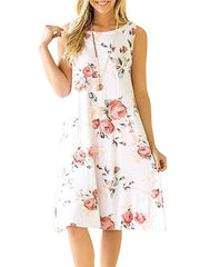 Fashion Print Sleeveless Vest Shift Dresses