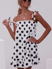 Fashion Polka Dot Sling Ruffled Dress