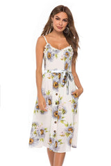 Fashion Print Falbala Lacing Skater Dresses