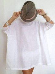 Loose Stand collar Pure Shift Dresses
