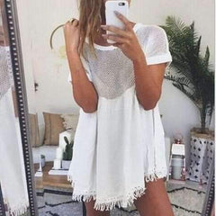 Casual Grenadine Gored Macrame T-Shirts
