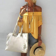 Off shoulder Drape Pure T-Shirts