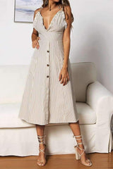 Sexy Stripe Falbala Vest Skater Dresses