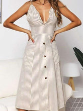 Sexy Stripe Falbala Vest Skater Dresses