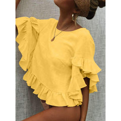 Fashion Falbala Mandarin sleeve Blouses