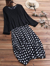 Polka dot Wave Pot fashion Fake Two Pieces Maxi Dresses