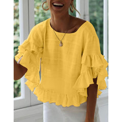 Fashion Falbala Mandarin sleeve Blouses
