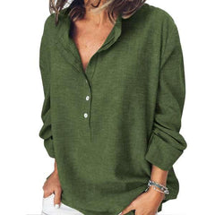 Casual Pure Long sleeve Stand collar Blouses
