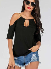 Off shoulder Halt Short sleeve T-Shirts
