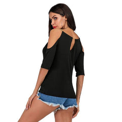 Off shoulder Halt Short sleeve T-Shirts