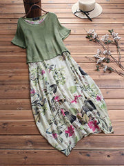 Fashion Printed Cotton Blend Maxi Dresses