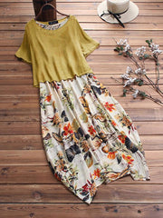 Fashion Printed Cotton Blend Maxi Dresses